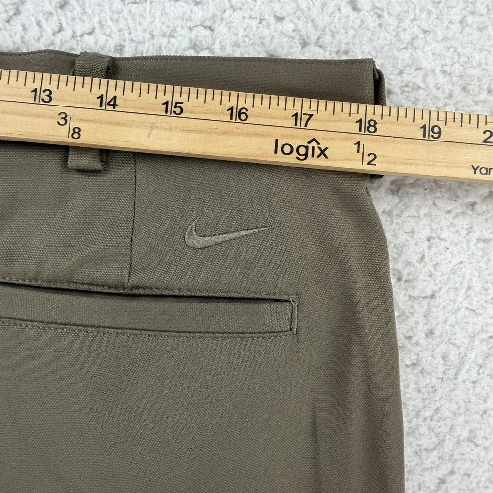 Nike Golf Shorts Mens 36 Beige Microfiber Pleated Chino 10 Inseam FitDry Summer